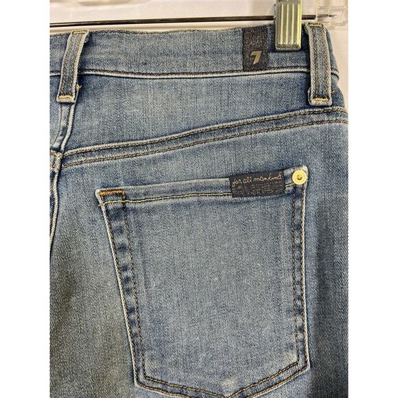 NWOT 7 For All Mankind Blue Distressed Denim Cut Off Shorts Size 27 - Picture 8 of 13